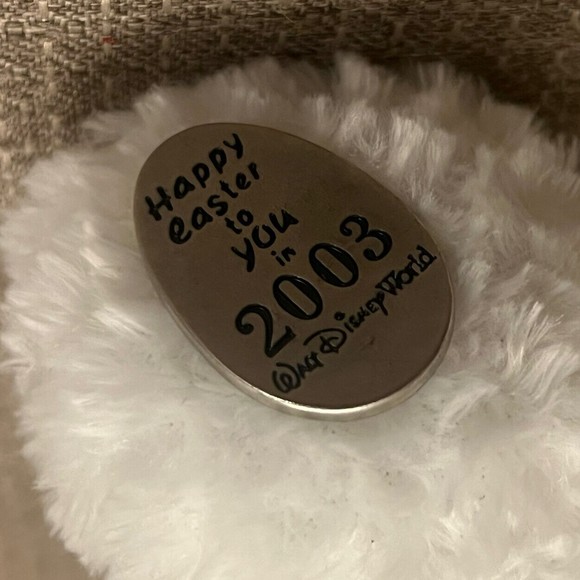 Disney Parks Hidden Mickey Pre-Duffy 13" White Plush Bear Easter Holiday 2003 - Picture 6 of 7